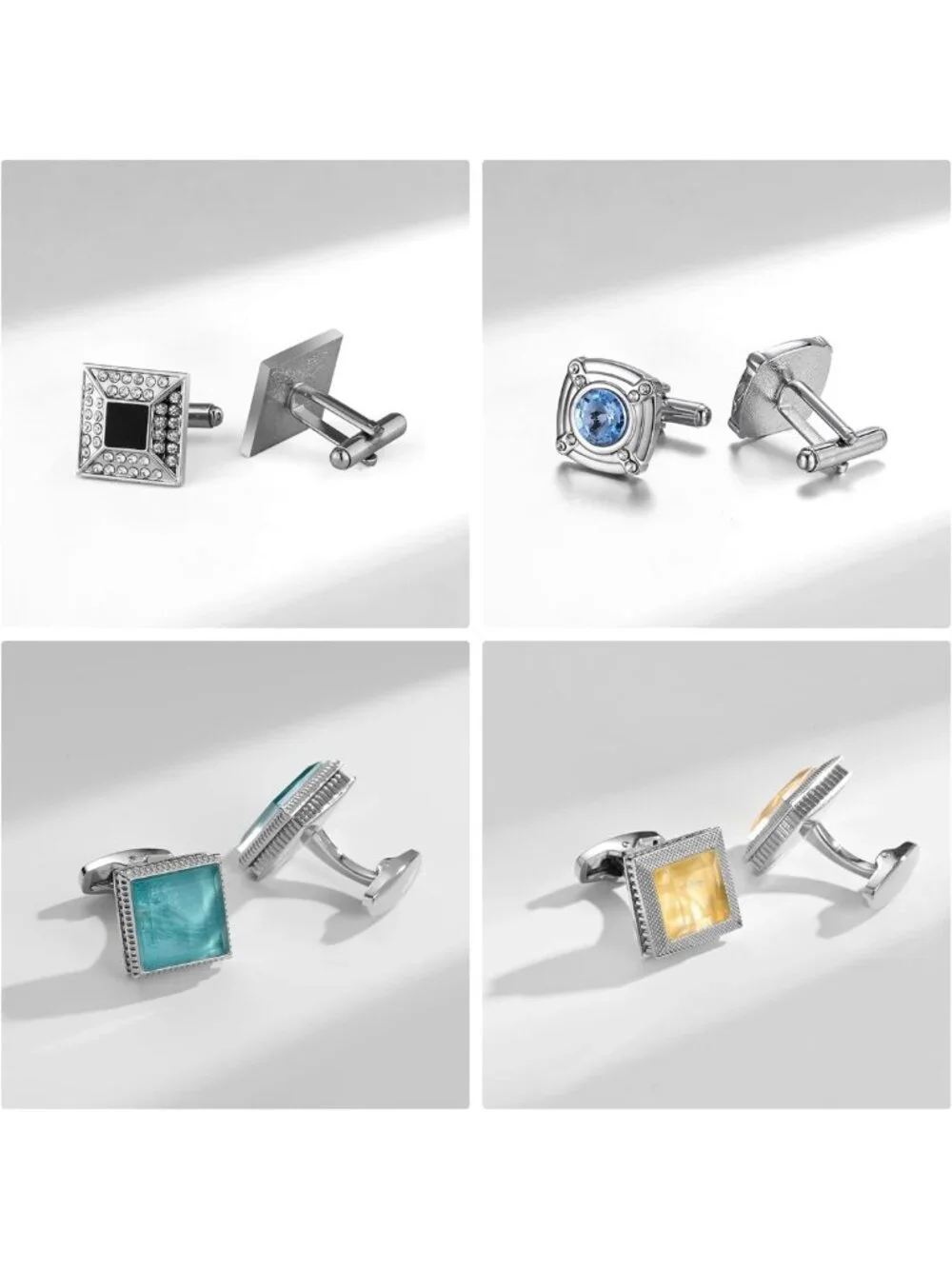Men's Cufflinks Set - 12 Pack Elegant Jewelry Gift for Shirts, Stylish Case